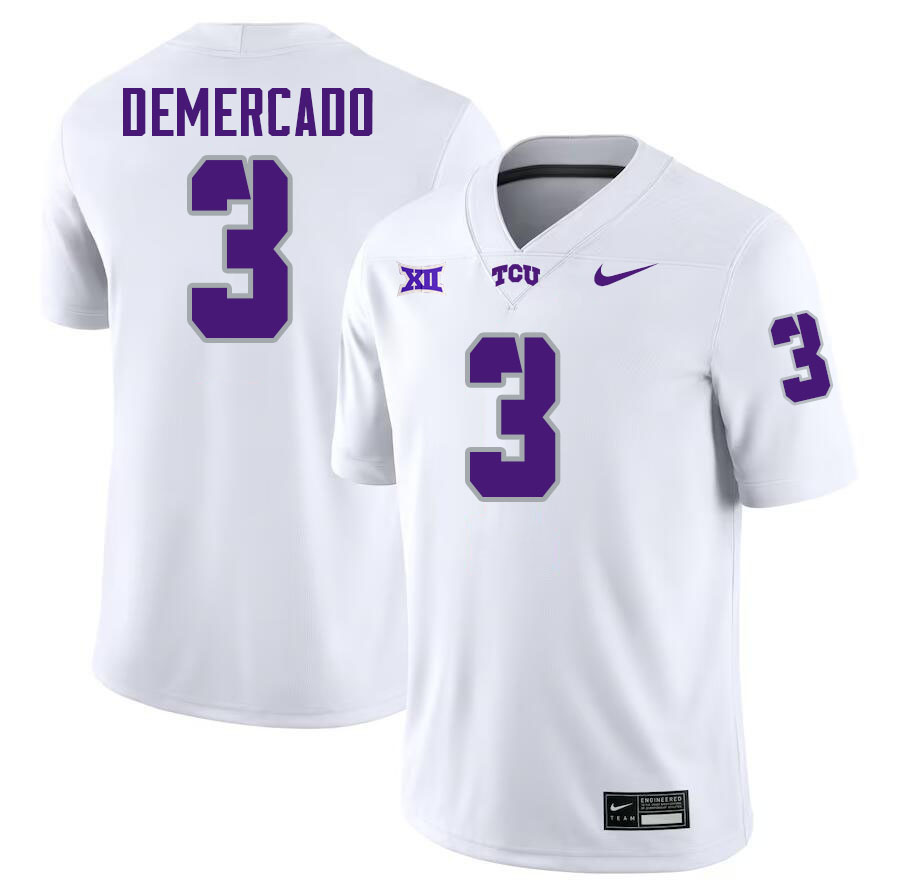 #3 Emari Demercado TCU Jersey,Texas Christian University Horned Frogs Football Jersey-White